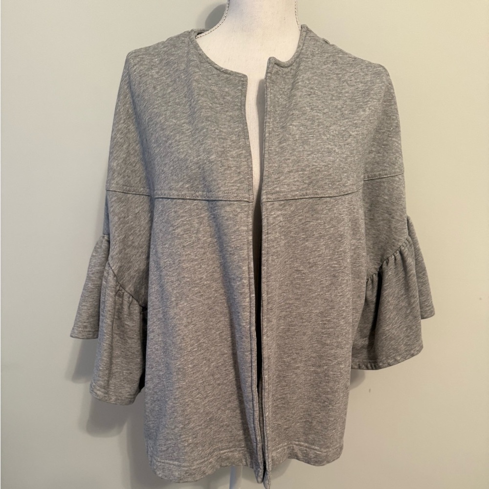 Anthropologie Evelyn K Gray Sweatshirt Open Front Cardigan